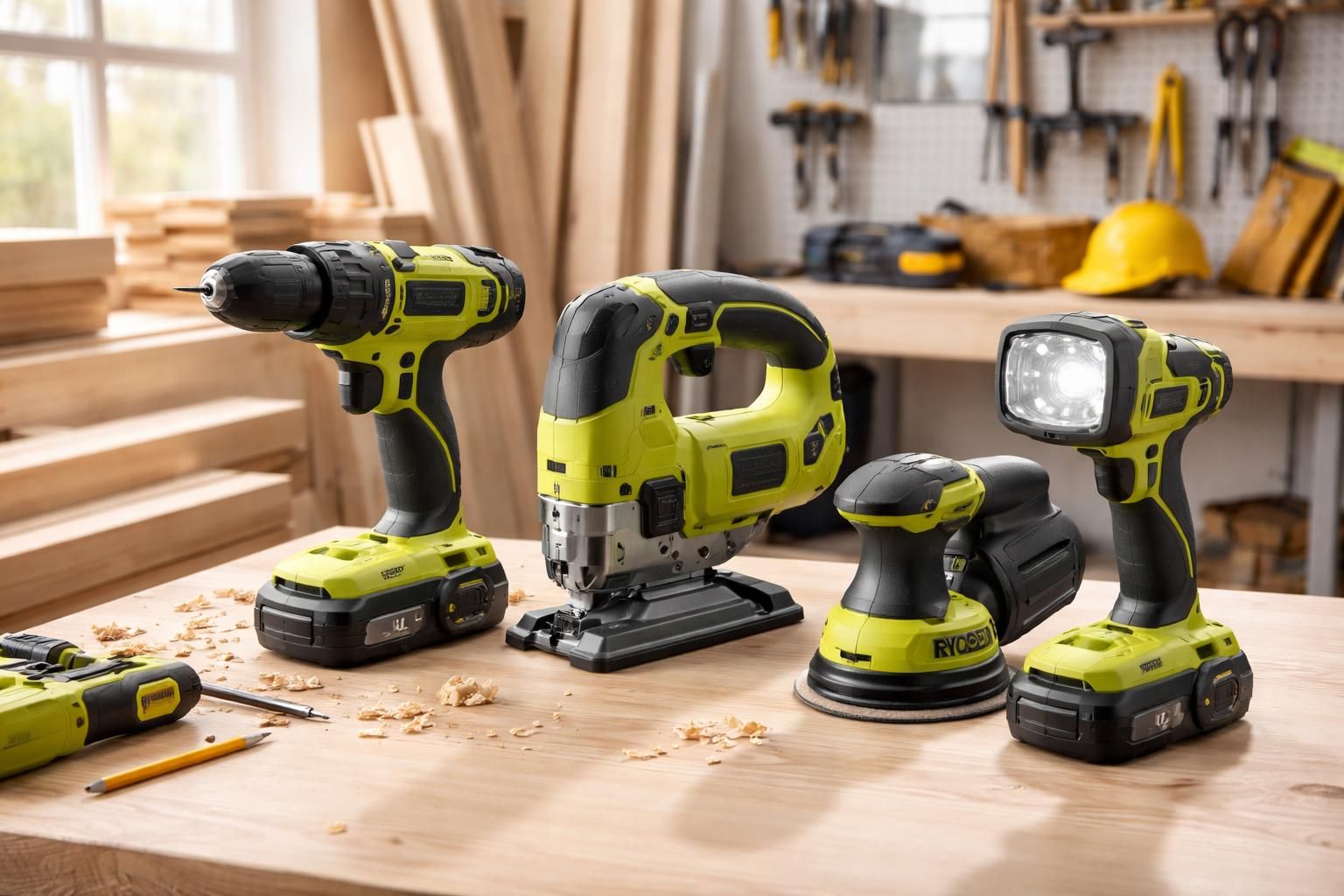 découvrez le pack ryobi 4 outils, le kit one+ complet idéal pour tous vos chantiers. polyvalent et performant, il facilite tous vos travaux de bricolage avec une seule batterie.