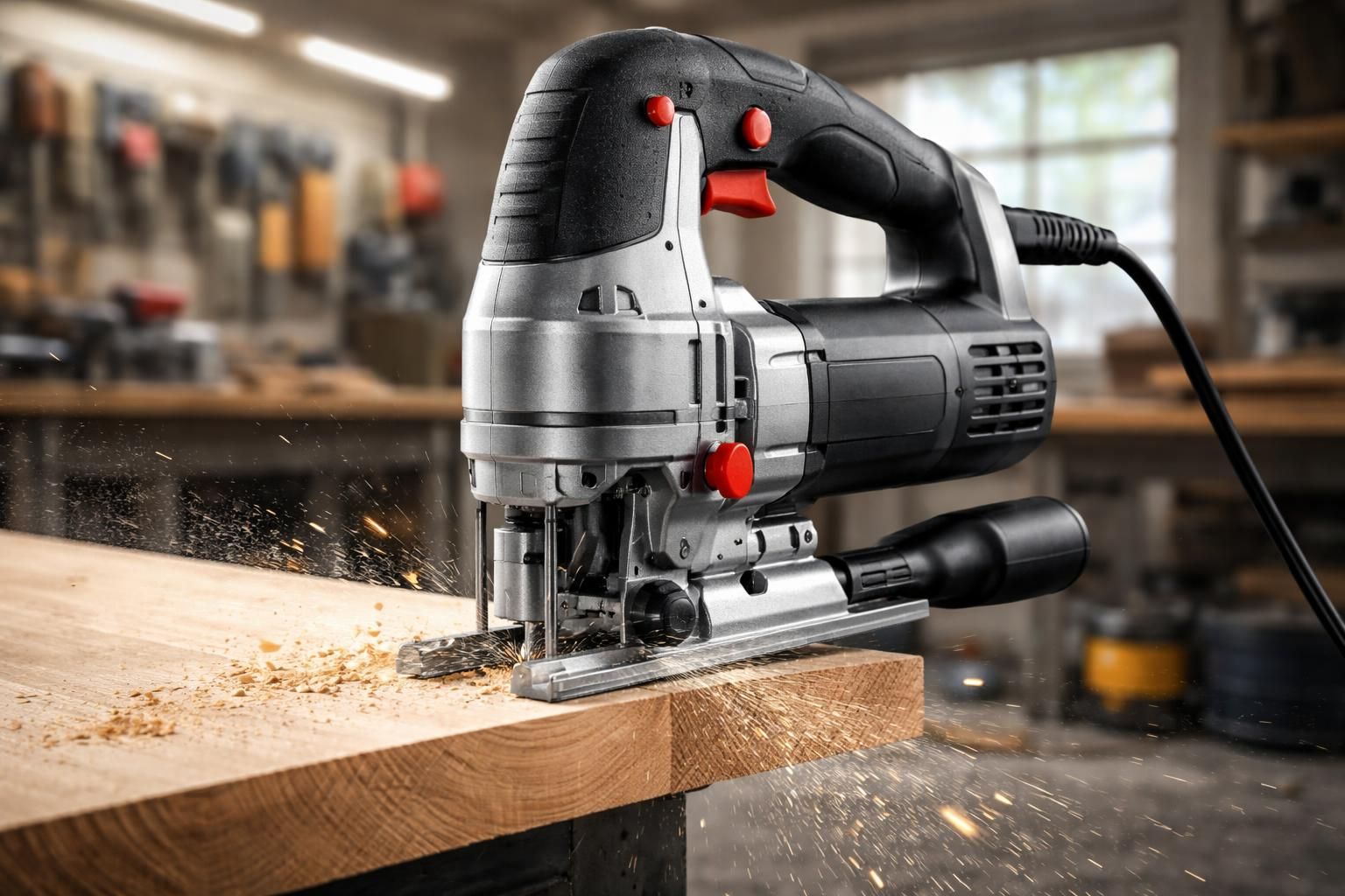 découvrez notre scie sauteuse filaire professionnelle, offrant une puissance constante pour des coupes précises et efficaces dans tous vos projets de bricolage.